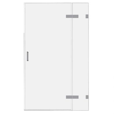 Room H2o glass hinged frameless shower door and inline panel for recesses