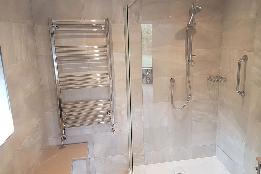 Large walk-in shower was installed as part of this bathroom renovation in Studland