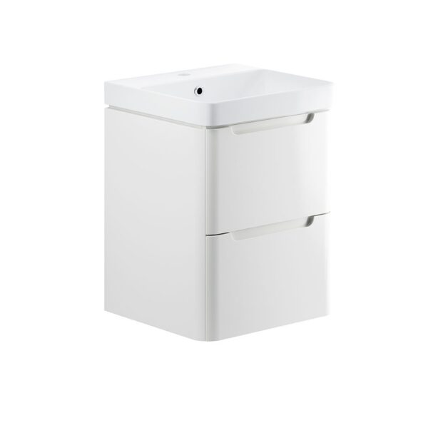 Lambra wall hung bathroom vanity unit and sink 500 wide in white gloss finish DIFTP1782