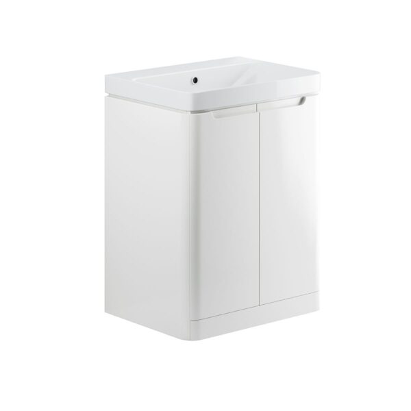 Lambra freestanding bathroom vanity unit and sink 600 wide in white gloss finish DIFTP1800