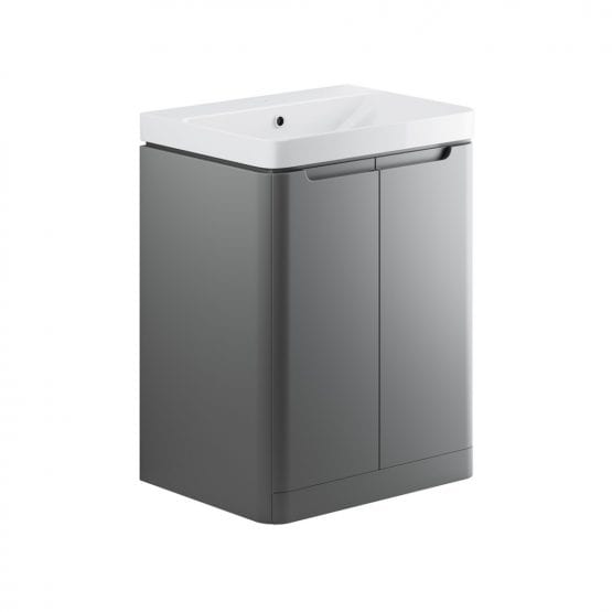 Lambra freestanding bathroom vanity unit and sink 600 wide in matt grey finish DIFTP1802