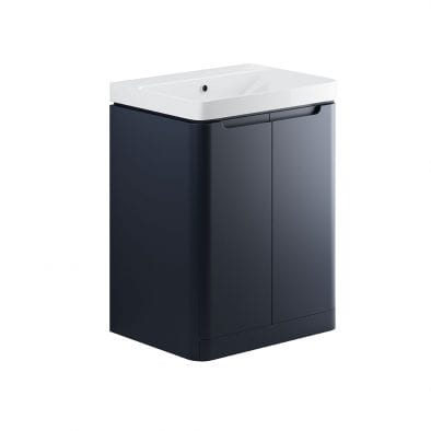 Lambra freestanding bathroom vanity unit and sink 600 wide in matt indigo finish DIFTP1804