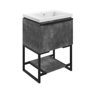 Frame freestanding bathroom vanity unit and sink 600 wide in grey metal finish DIFTP2032
