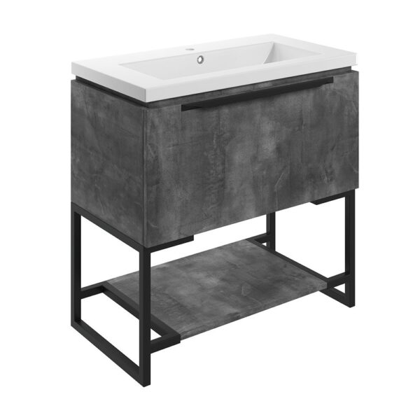 Frame freestanding bathroom vanity unit and sink 800 wide in grey metal finish DIFTP2036