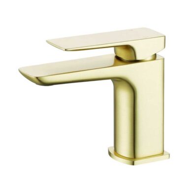 brushed brass bathroom basin mixer with waste