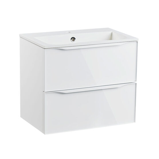 Roper Rhodes 600mm double drawer wall hung bathroom vanity unit in gloss white