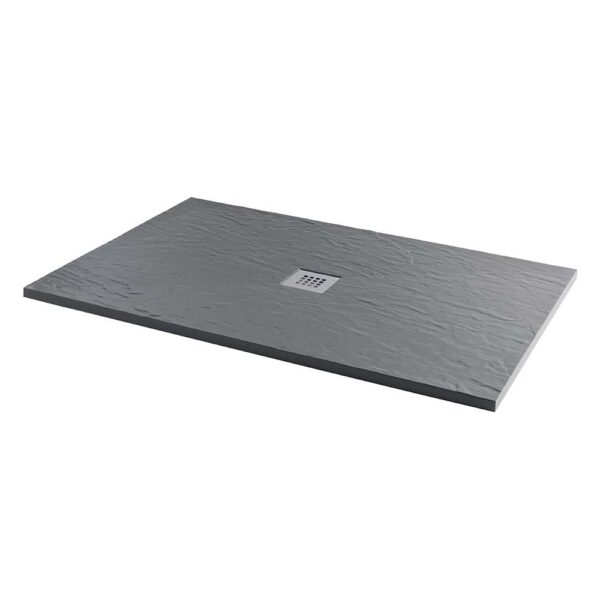 Refelion cast stone slate effect rectangular shower trays with slip resistant surface finish