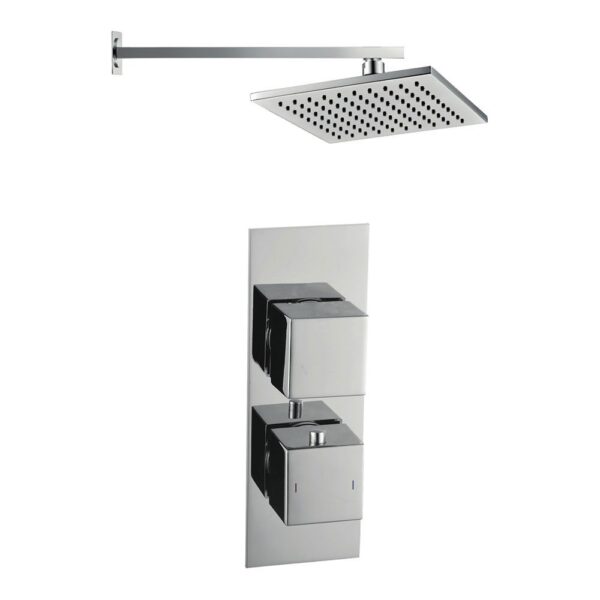 Rhomba Slim Plate Single Outlet Concealed Thermostatic Shower Valve & Overhead Shower