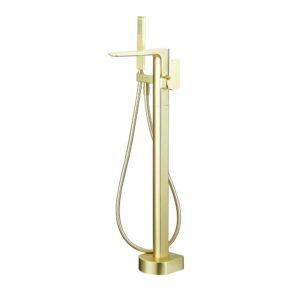 Finissimo floor standing luxury bath filler and shower mixer in brushed brass DITB1092
