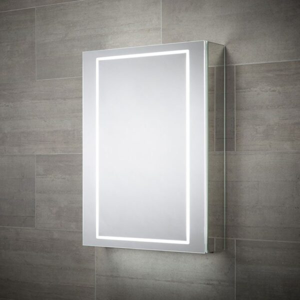 Pegasus mirrored bathroom cabinet exterior lighting detail