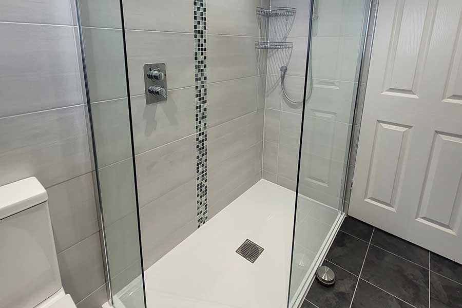 Walk-in shower tray and enclosure installed in Corfe Mullen