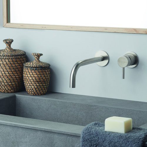 Designer stainless steel Tiber wall mounted basin mixer tap for high pressure systems