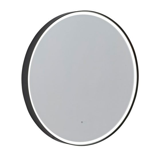Roper Rhodes Frame 60cm round bathroom mirror with black frame, edge led lighting and motion sensor