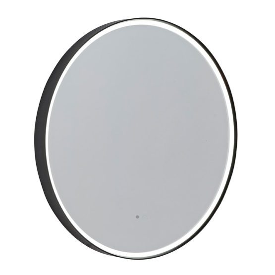 Roper Rhodes Frame 80cm round bathroom mirror with black frame, edge led lighting and motion sensor