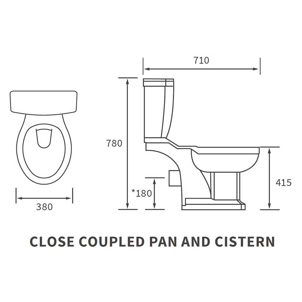 Kingston close coupled traditional toilet dimensions
