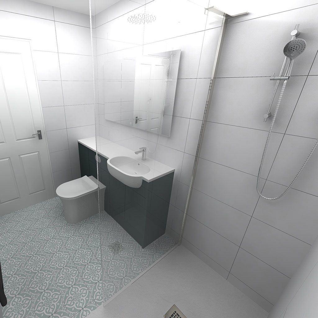 Virtual reality renderings for a new family bathroom in Sandford Dorset by Room H2o