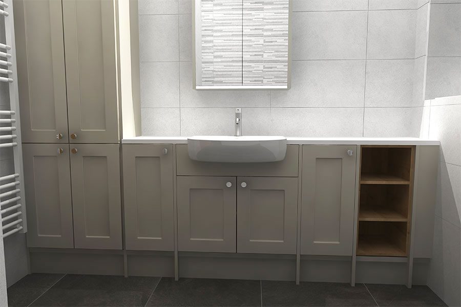 Virtual 3D design for a traditional bathroom by Room H2o